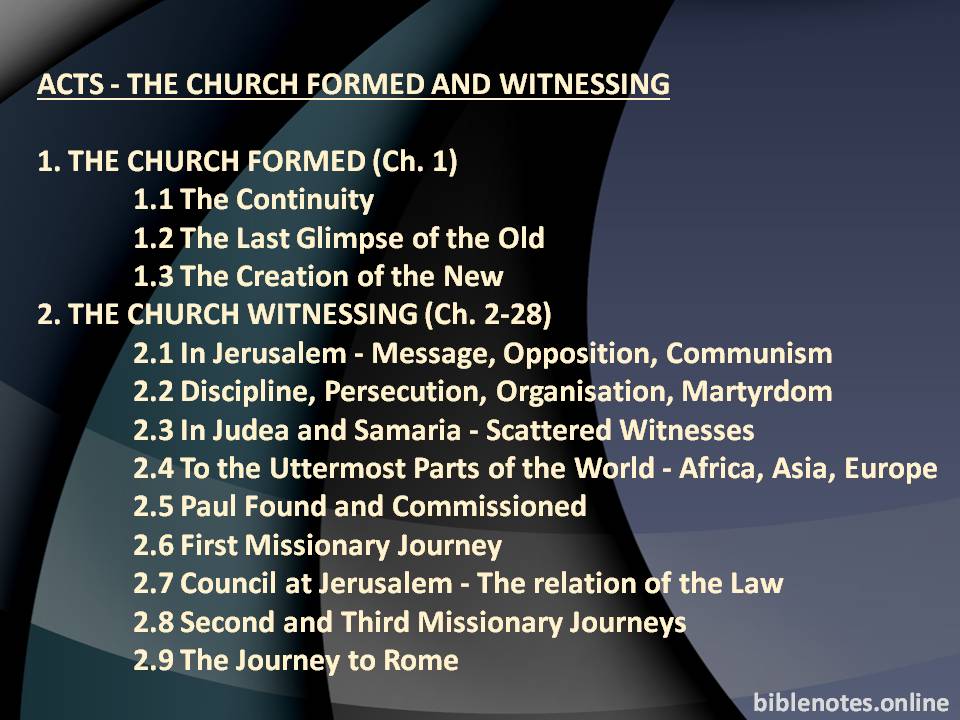 Acts - The Church Formed and Witnessing